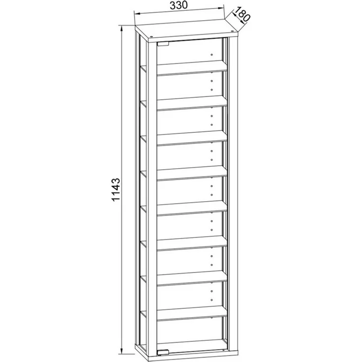 VCM Standvitrine Edana 911769 Buche H. 115 x B. 33 x T. 18 cm – Bild 3