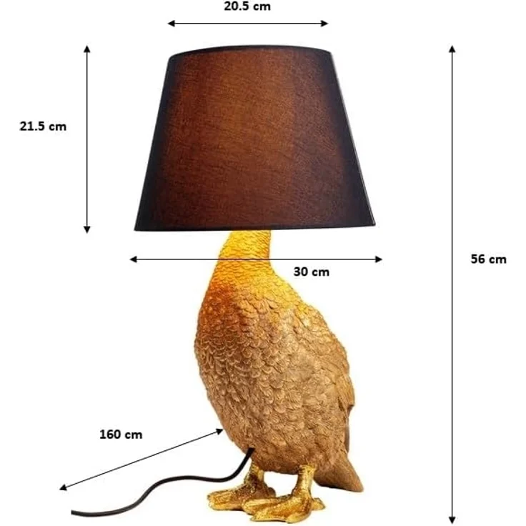 Kare Design Tischlampe Animal Duck Gold/Braun, Entenleuchte, Tiermotiv, Dekoleuchte, Tischleuchte, Schreibtischlampe Kinder, Lampe für Wohnzimmer, Schlafzimmer, 53 x 31 x 31 cm (H/B/T) – Bild 3