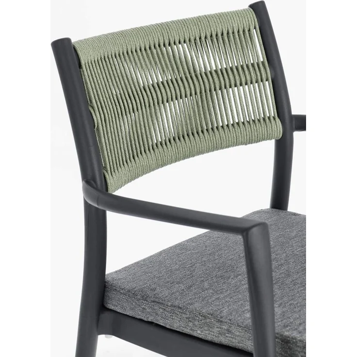 Gartenstuhl Nivala Metallgeflecht, modern und stapelbar, anthrazit grün, inkl. Kissen – Bild 6