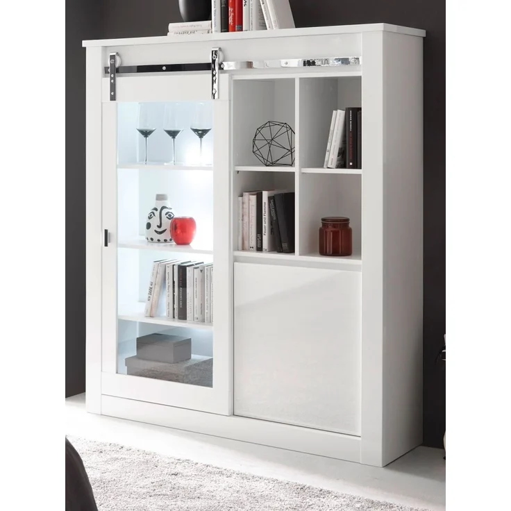 Vitrine Miami in weiß Hochglanz 133 x 153 cm – Bild 1