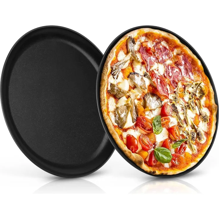 Joyfair Pizzablech Edelstahl Rund 30cm 2er Set Antihaftbeschichtung