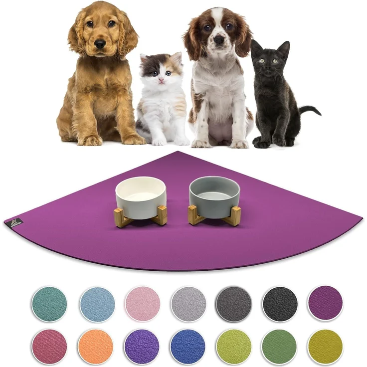 SanoZoo® - Napfunterlage, Öko-TEX - Made in Germany - rutschfeste Futtermatte für Hunde & Katzen, Eckrund 60x60 cm Pflaume – Bild 1