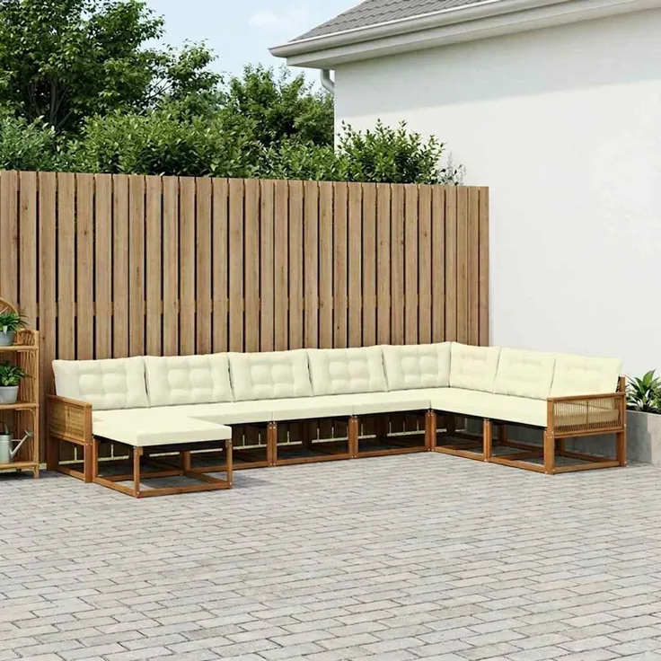 vidaXL Outdoor-Sofagarnitur mit Kissen 8 pcs Natur und Creme 3381618
