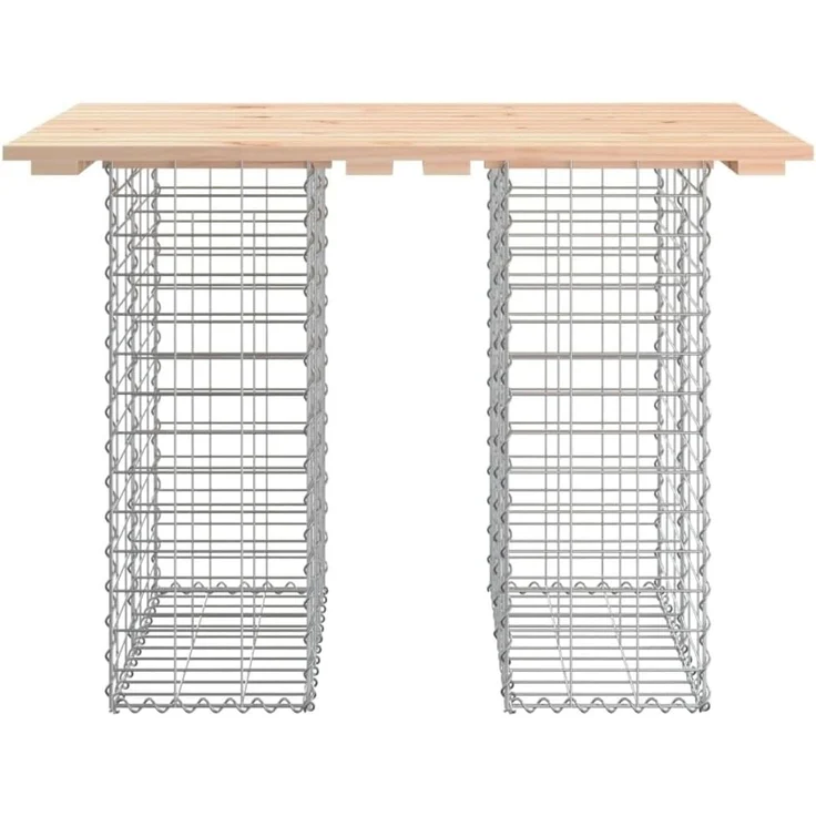 DELUKE® Gartenbank Gabionen TELLE aus Stahl 100x70x72cm Kiefernholz Natur, 25cm Gabionenbreite Gabionenbank Gartentisch aus Gabionen Steinkorb Gabionengitter Ziergabione Drahtkorb befüllbar – Bild 4