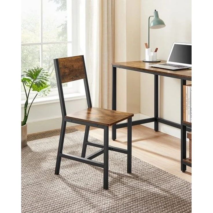 Vasagle Esszimmerstühle, Küchenstühle, 2er Set, Metallrahmen, für Esszimmer, Wohnzimmer, Küche, Holzspanplatte, Stahl, vintagebraun-schwarz, 87,1 x 36 x 46,6 cm – Bild 3
