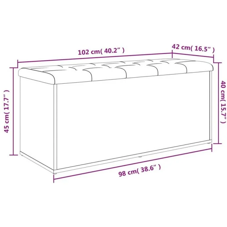 Sitzbank mit Stauraum, Holzwerkstoff, Grau Sonoma, 102 x 42 x 45 cm – Bild 10