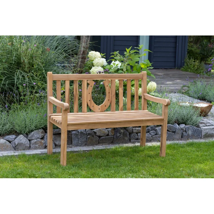 Teakholz Gartenbank Hufeisen 120 cm – Bild 8