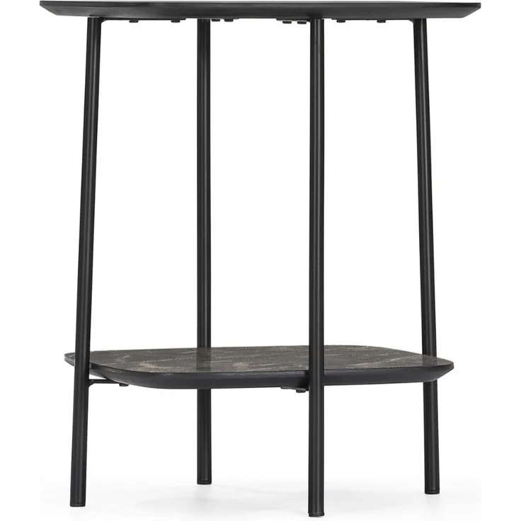 Moderner Design Beistelltisch MARMOL 55cm schwarz Marmor-Optik Metallgestell – Bild 2
