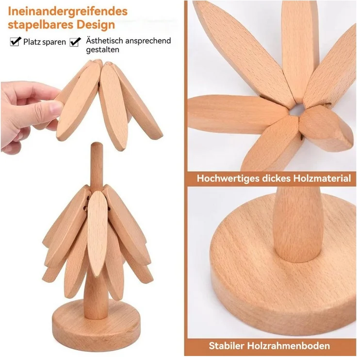 BlingBin Topfuntersetzer Holzuntersetzer für heiße Gerichte, Baumuntersetzer, Zubehör für Pfannen,Topfe, Auflaufformen, 2 Set, 2-tlg, dekoratives Holzuntersetzer-Set,heiße Pads für Töpfe und Pfannen – Bild 2