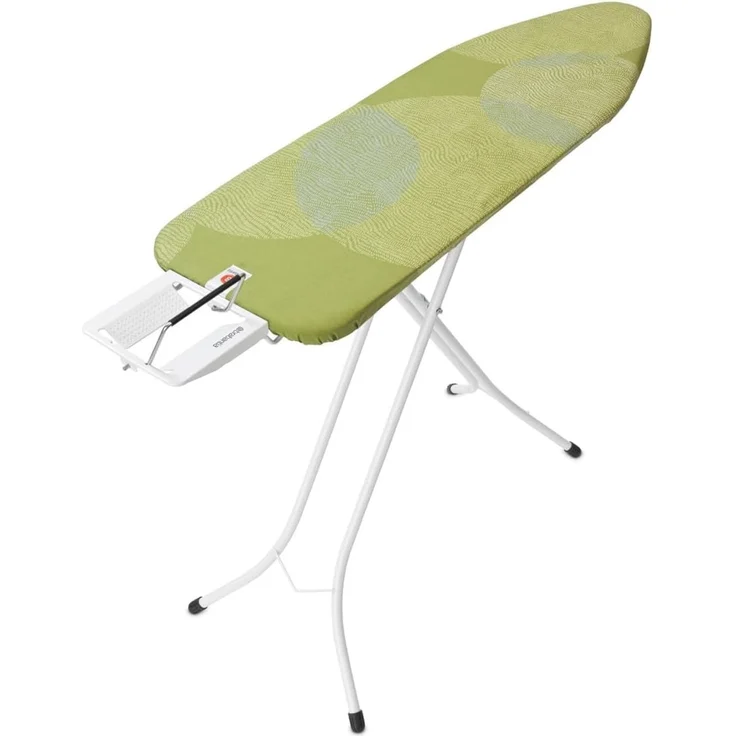Brabantia - Bügelbrett B - Für Dampfbügeleisen - Kompakt & Faltbar - Höhenverstellbar - rutschfeste Füße - Perfekt Angepasster Baumwollbezug - Kinder- & Transportsicherung - Calm Rustle - 124x38 cm
