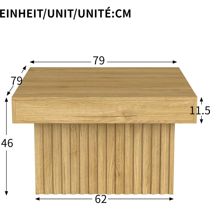 Merax Holz Couchtische Kaffee-Tisch, robust und vielseitig, ideal für Wohnzimmer, Esszimmer und Büro – 79x79x46 cm, Holzfarbe – Bild 4