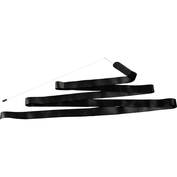 Gymnastikband Tanzband Turnband Rhythmikband Wirbelband Schwungband mit Stab 4 m, Schwarz