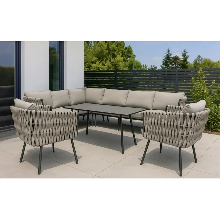 Gardissimo ABBY Ecklounge Gartenmöbel Sitzgruppe Rope taupe links – Bild 1
