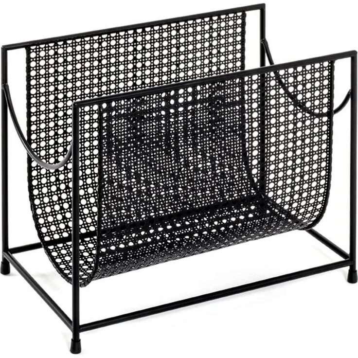 Haku Zeitungsständer aus schwarzem Stahlrohr, freistehend, modernes Design, belastbar bis 10 kg, 37x22x30 cm