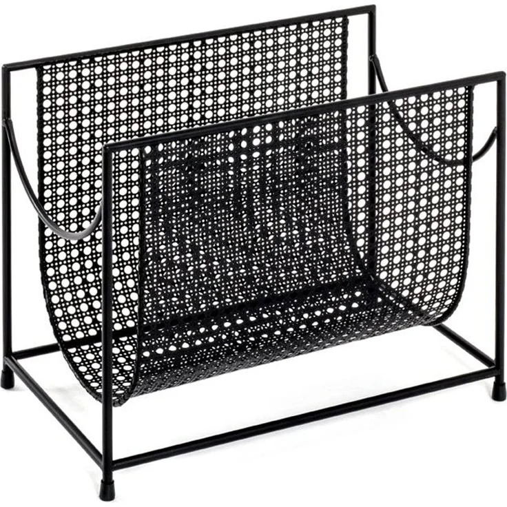 Haku Zeitungsständer aus schwarzem Stahlrohr, freistehend, modernes Design, belastbar bis 10 kg, 37x22x30 cm – Bild 1