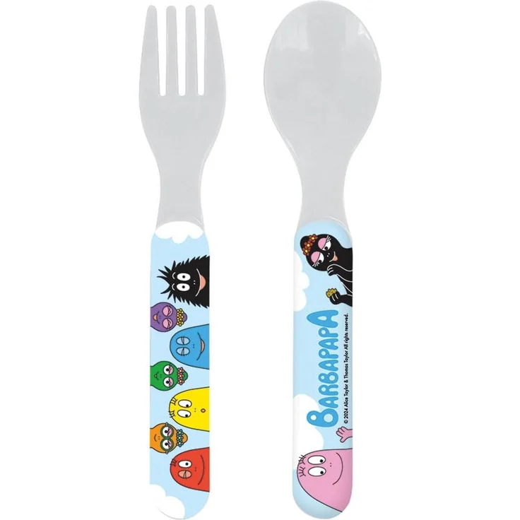 FUN HOUSE | Komplettes Set Lunchbox Barbapapa für Kinder | 1 Glas, 2 Teller + Besteck + Trinkflasche und Brotdose | offizielles Lizenzprodukt | wiederverwendbar und mikrowellengeeignet | Geschenkidee – Bild 5