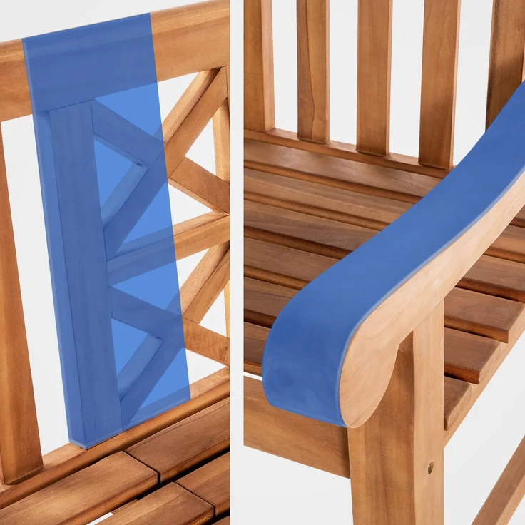 Gartenbank Teakbank PAKEL - Holz Teak 150x72x92 cm | Holzbank 150 Cm Mit Klapptisch Gartenbank Sitzbank Mit Lehne Wetterfest Bank Garten Terrasse – Bild 6