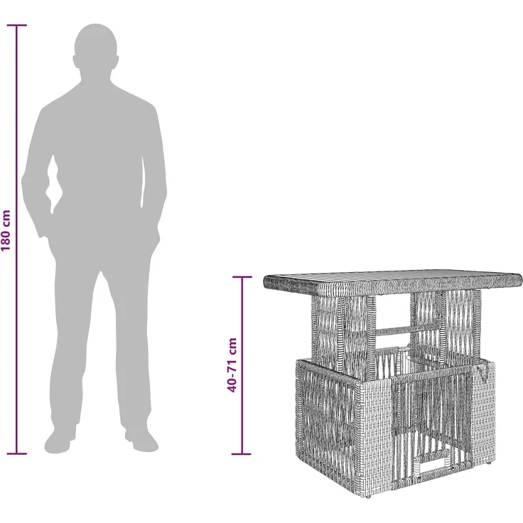 vidaXL Garten Essgruppe mit Kissen 3 pcs Beige und Creme Poly-Rattan 42026752 – Bild 10