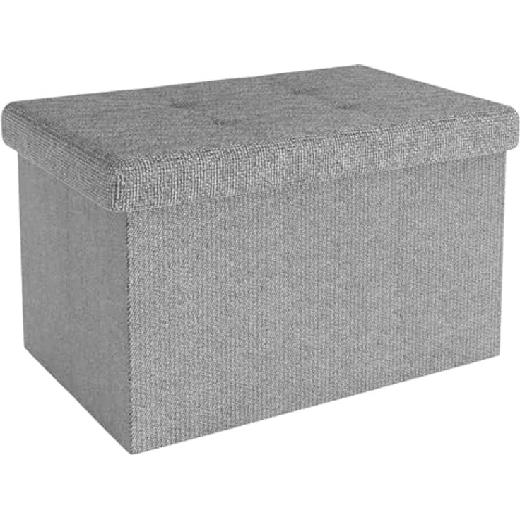 Intirilife Sitzhocker (Sitzwürfel mit Stauraum 49x30x30 cm in FELS GRAU - Fußablage, 1 St), Faltbare Sitzbank - aus Stoff mit Mulden - Aufbewahrungsbox Truhe – Bild 2