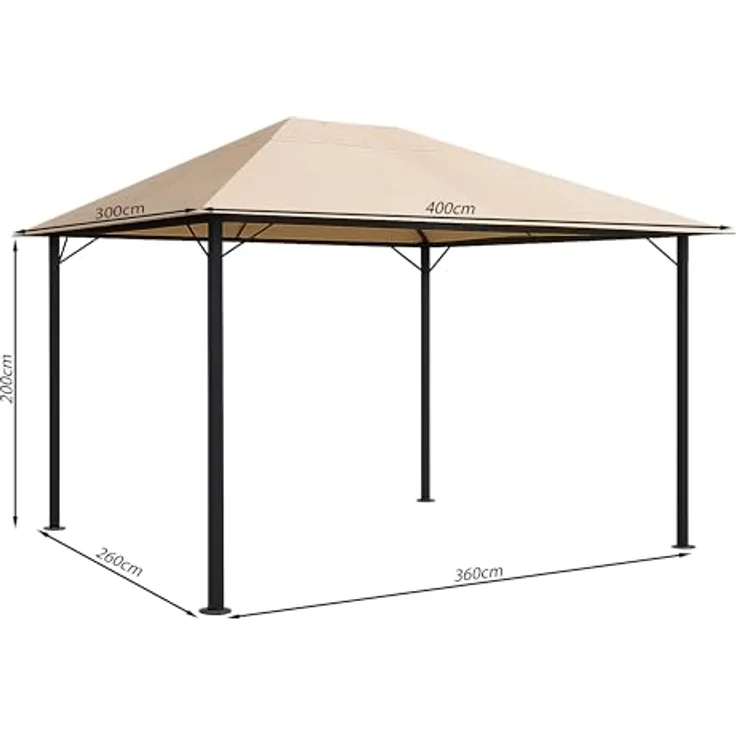 QUICK STAR Metall Garten Pavillon Nizza 3x4m Antik, stabiler Partyzelte in Sand mit flexiblem Dachsystem – Bild 3