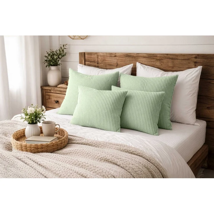 Amilian Dekokissen Sofakissen 4er Set mit Füllung - 2x 45x45 + 2x 35x45 cm, Hotelverschluss, waschbar, formstabil – Bild 1