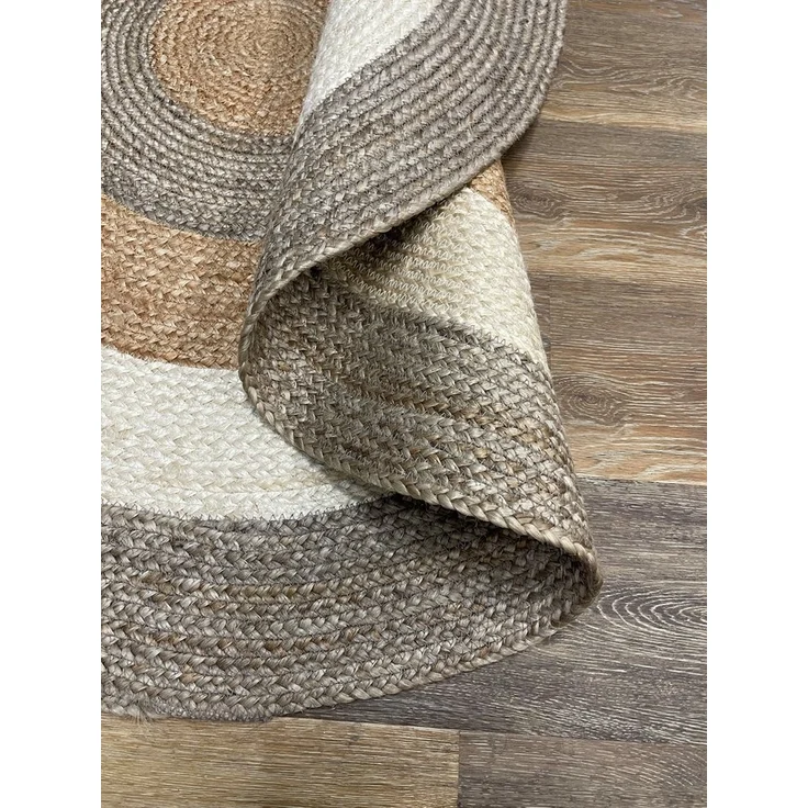 Myflair Möbel & Accessoires Teppich Terra Rings, rund, Höhe: 10 mm, Juteteppich, handgeflochten, Wendeteppich, gestreift, reine Naturfaser – Bild 2