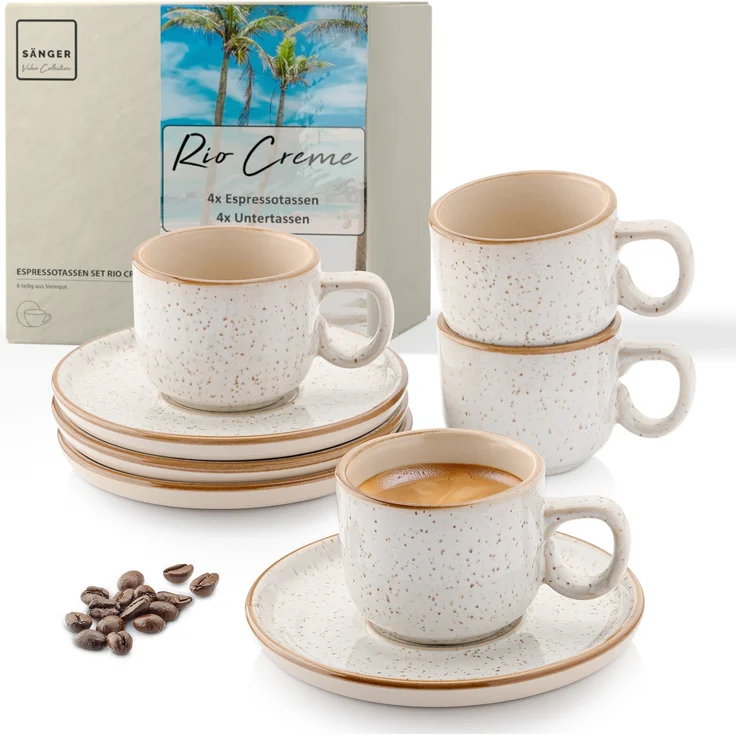 SÄNGER Espressotassen Set Rio Creme 8 teilig für 4 personen – Bild 1