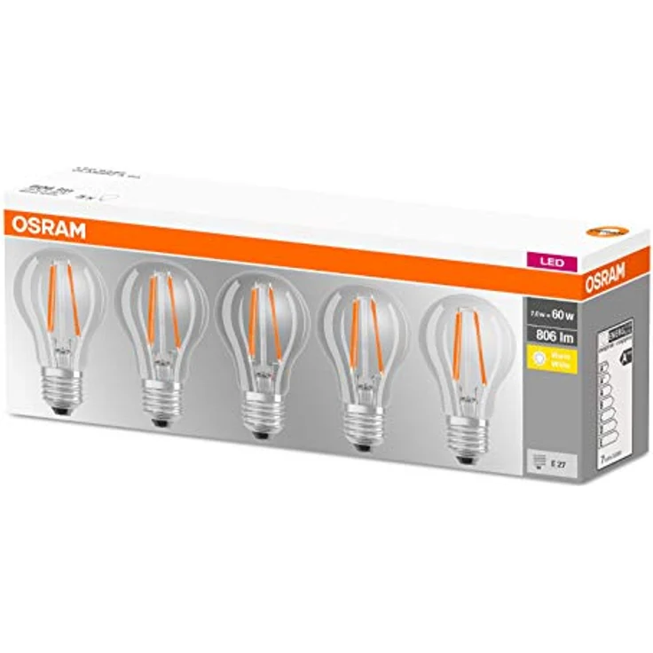 OSRAM LED-Lampe E27 Classic Filament, warmweiß, 6,5W, 5er Pack – Bild 5