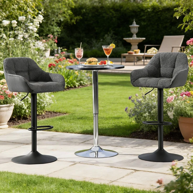 Weicher Essstühle,Küchenstühle,Kleiderstühle,Schreibtischsühle,Barstühle(Nur Set von 2 Bar Hocker)--Dunkelgrau--50x52x109cm--YOUDENOVA – Bild 8