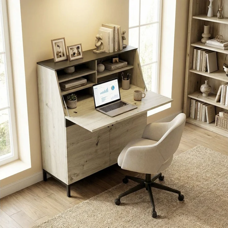 HOMCOM Schreibtisch Moderner Industrieller Computertisch (1 Tisch, 1-St, 1 Tisch), Klappbare Arbeitsstation mit viel Stauraum – Bild 5