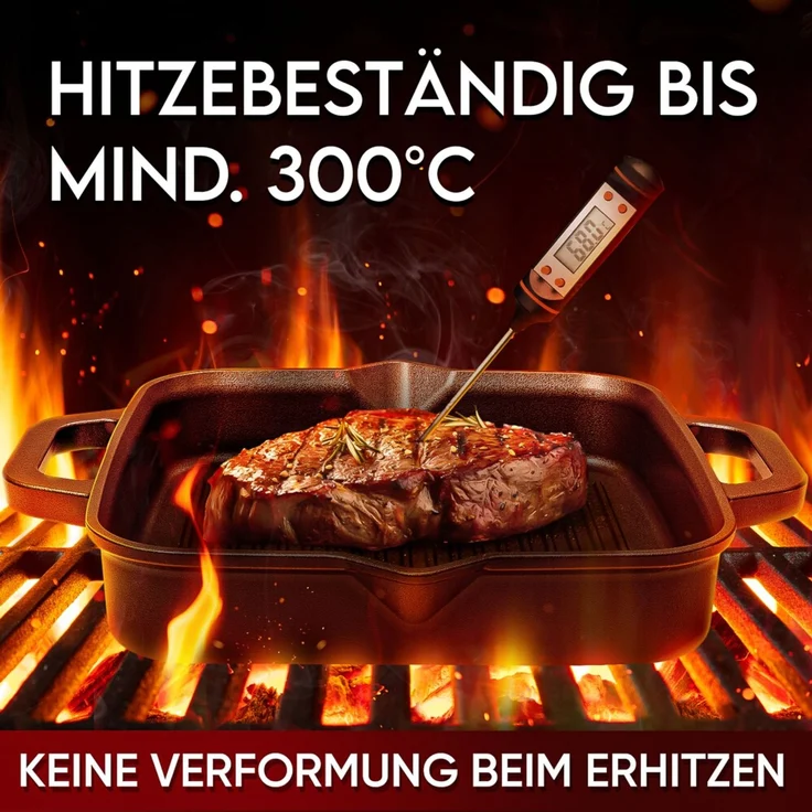Grill-Feuerpfanne 30 cm aus Gusseisen mit 2 Henkeln – vorgebrannt, hitzebeständig bis 300 °C, für Induktion & Grill inkl. Ringreiniger – Bild 7