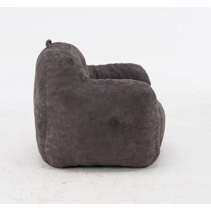 DESVIAE Sitzsack Dunkelgrau aus Kunstfell – 49x45x33 cm – Armlehnen – Bild 4