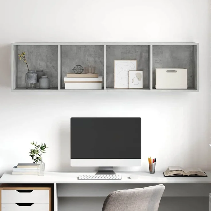 TV-Wandschrank, TV-Hängeboard Fernsehschrank Betongrau 37x37x142,5 cm Holzwerkstoff – Bild 6
