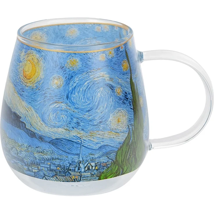 DUO ART GALLERY Glasbecher 530 ml STARRY NIGHT inspired by Van Gogh, Kristallglas – Bild 1