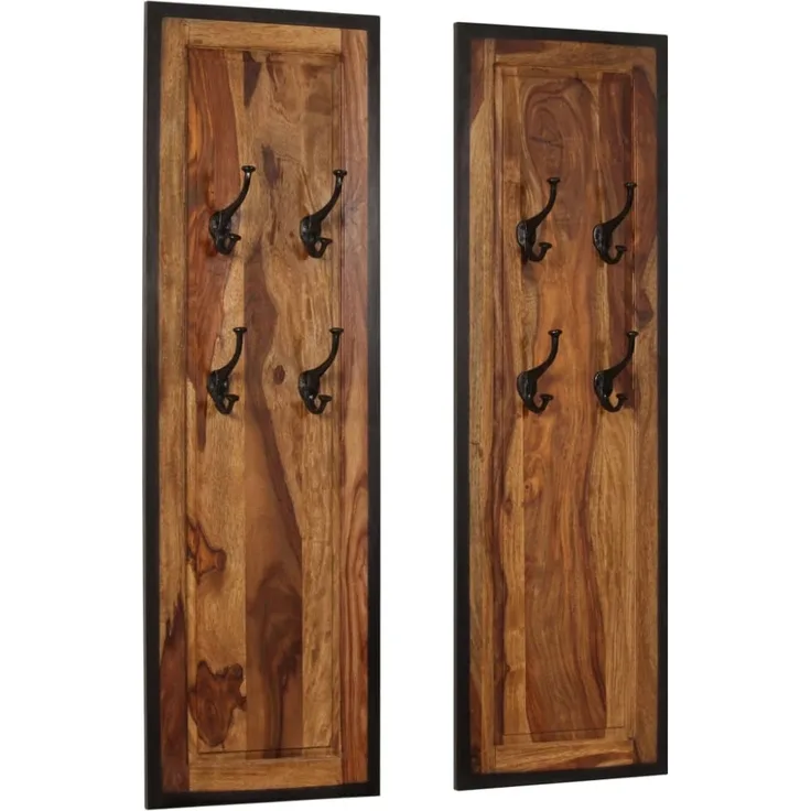 vidaXL Wandgarderoben 2 Stk. Massivholz Akazie 246232