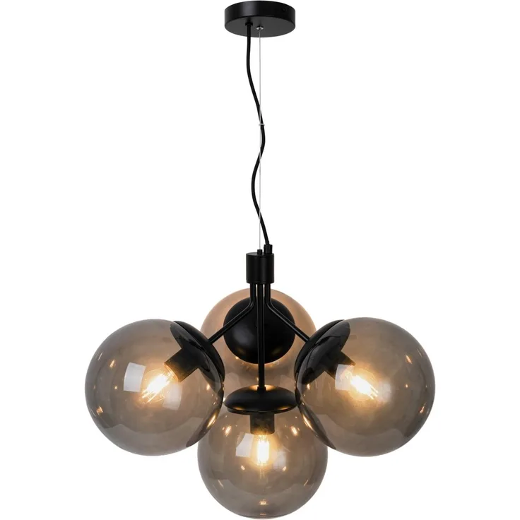 Hängelampe mit 4 Kugeln Rauchglas schwarz Nordlux Ivona E27