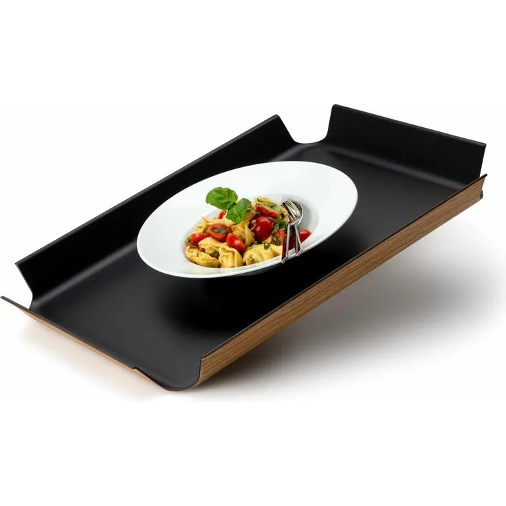 Continenta Rutschfestes Tablett, Serviertablett, Holzpapierfaser, Schwarz Metallic, 54. 5x40 cm, 2942