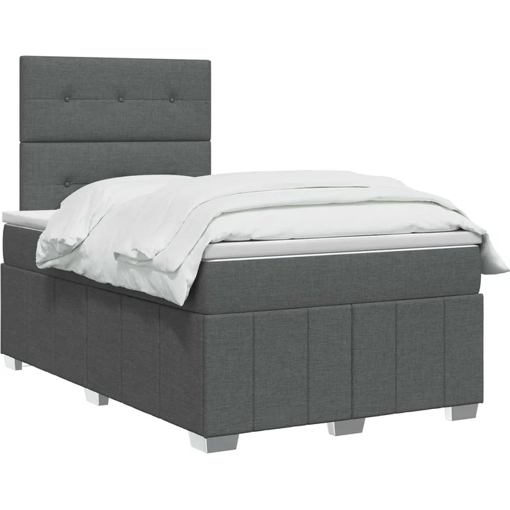 vidaXL Boxspringbett mit Matratze Dunkelgrau 120x200 cm Stoff 3454114 – Bild 3