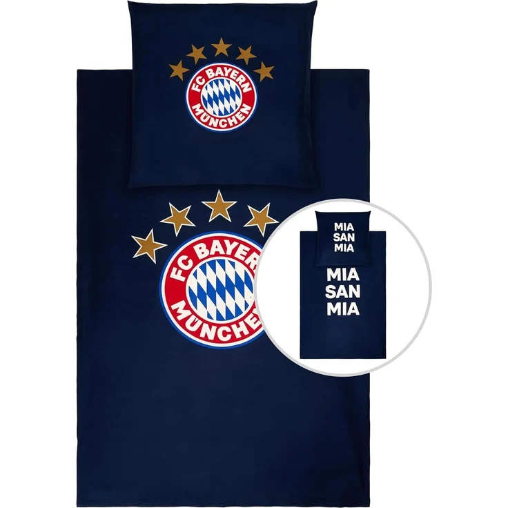 FC Bayern München Bettwäsche FC Bayern München Bettwäsche Glow in The dark I 135x200 I Navy, Baumwolle, Leuchtet im Dunkeln – Bild 1