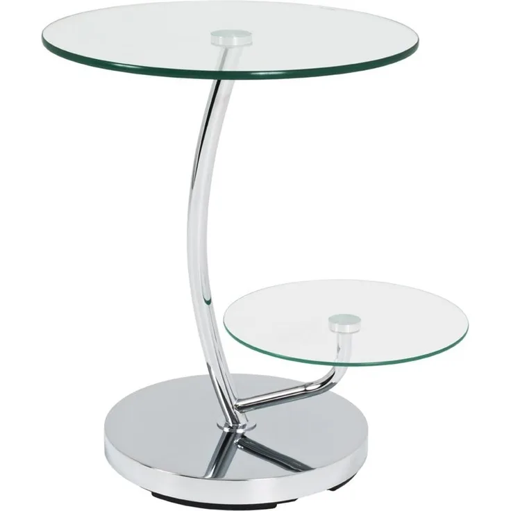 Beistelltisch mit Ablage, Glas/Metall, rund Ø 52cm