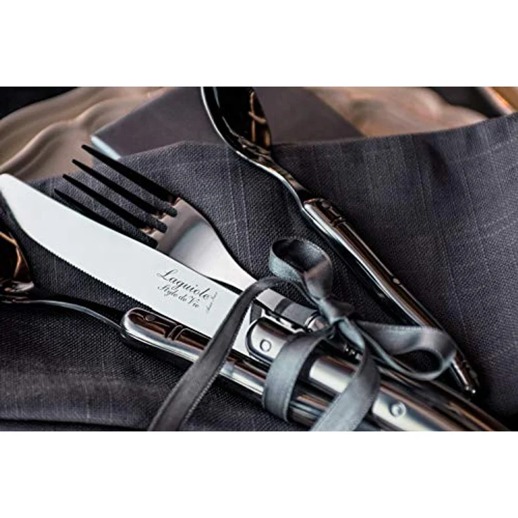 Laguiole Style de Vie Besteck-Set Premium Line, 24 Teile, Edelstahl und Kunststoff, für 6 Personen, spülmaschinengeeignet, mit Holz Besteckkasten – Bild 6