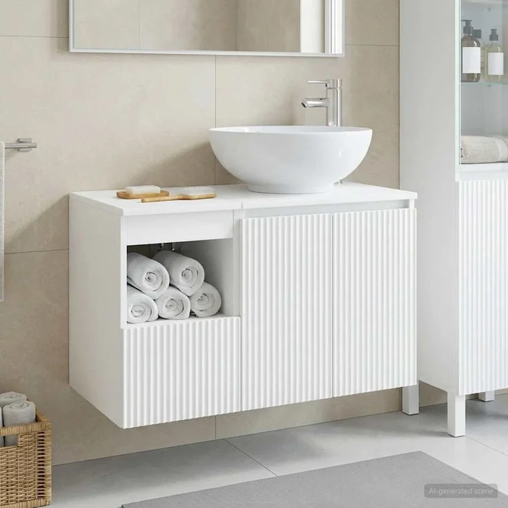 vidaXL Badezimmerschrank-Set 2 stk. Hochglanz Weiß 79,5 x 44,5 x 80 cm 3404088 – Bild 1