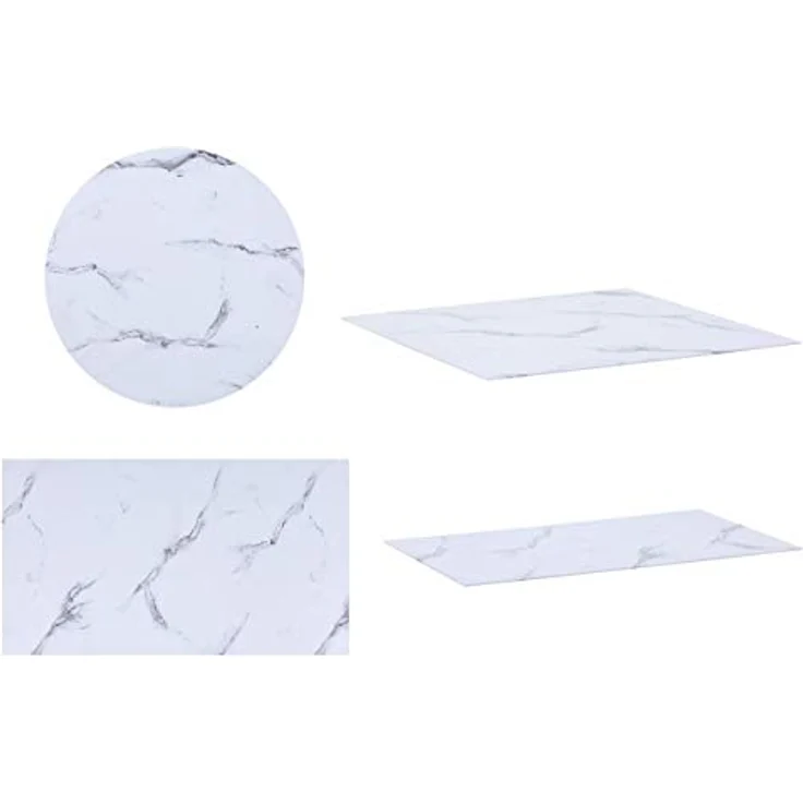HOOZ Tischplatte aus Glas Ø 70 x 0,6 cm (Marmorweiß, 1 St, ESG-Sicherheitsglas), mit hochwertigem Facettenschliff – Bild 9