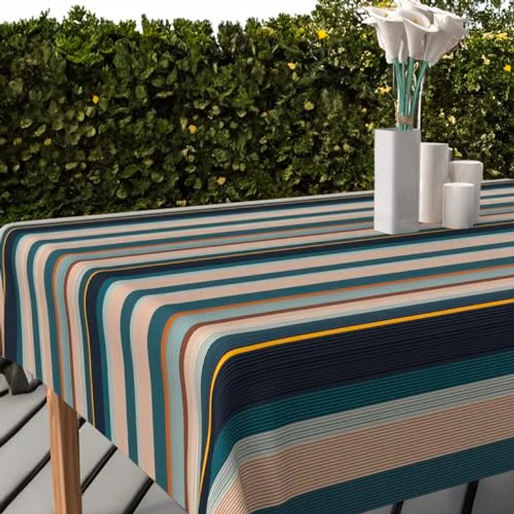 Soleil d'ocre Bayaderes Tischdecke, Bedruckt, schmutzabweisend, rechteckig, 140x240 cm, Blau – Bild 3