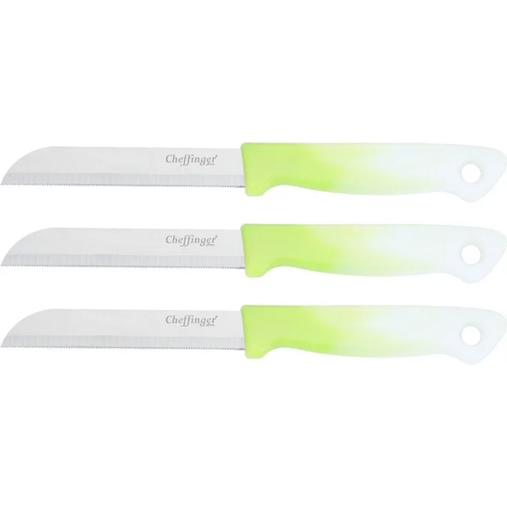 3 Stück Küchenmesser 18 cm mit ergonomischem Griff - vielseitig & pflegeleicht, Hellgrün