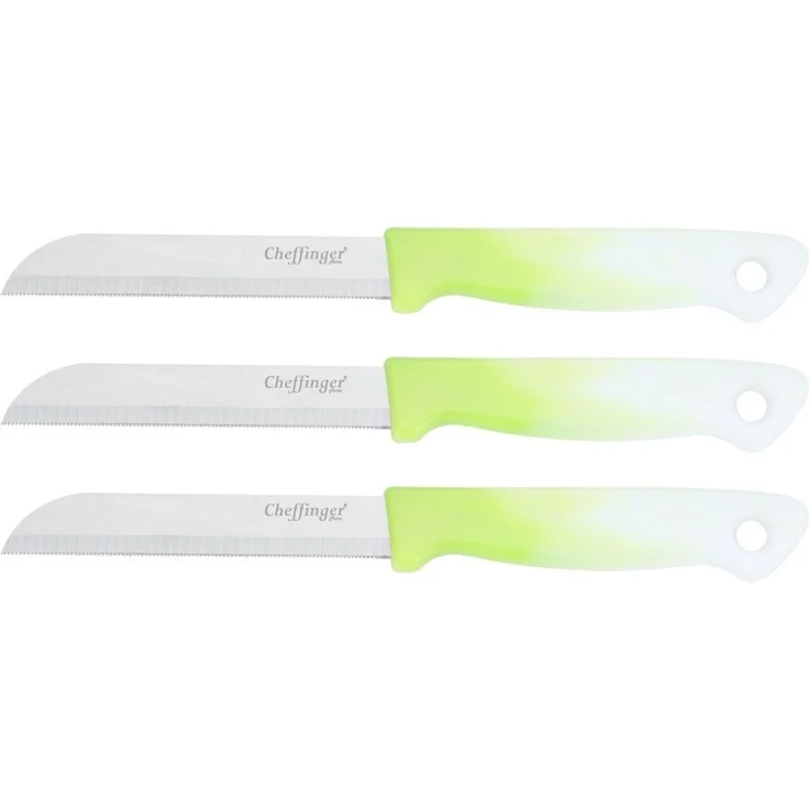 3 Stück Küchenmesser 18 cm mit ergonomischem Griff - vielseitig & pflegeleicht, Hellgrün – Bild 1