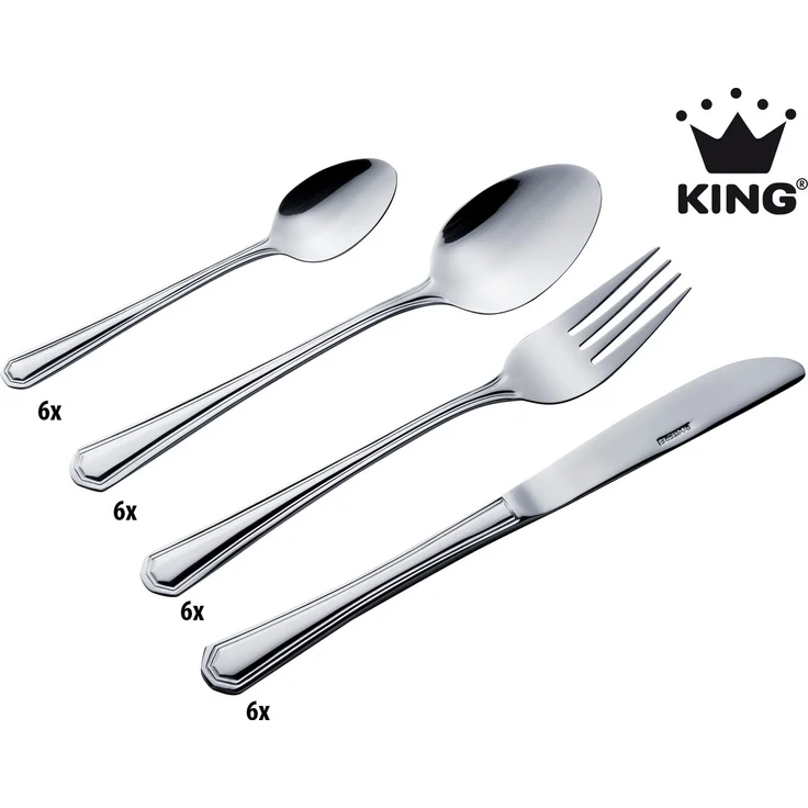 KING Besteck-Set »Düsseldorf« (24-tlg), 6 Personen, Edelstahl 18/0, Besteck im zeitlosen Design – Bild 4