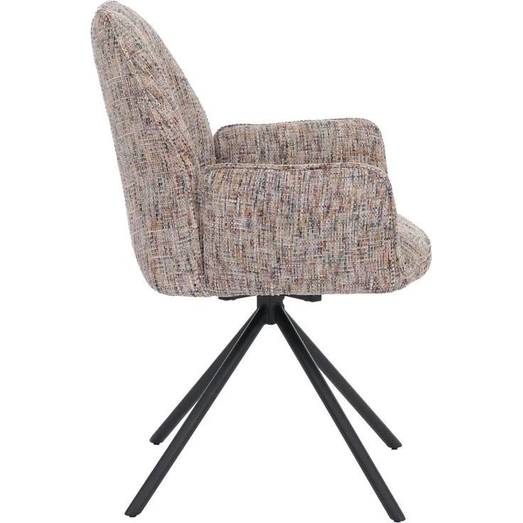6er-Set Esszimmerstuhl HWC-G67, drehbar Auto-Position Metall Chenille (410g/m²) ~ Gestell schwarz, bunt – Bild 8
