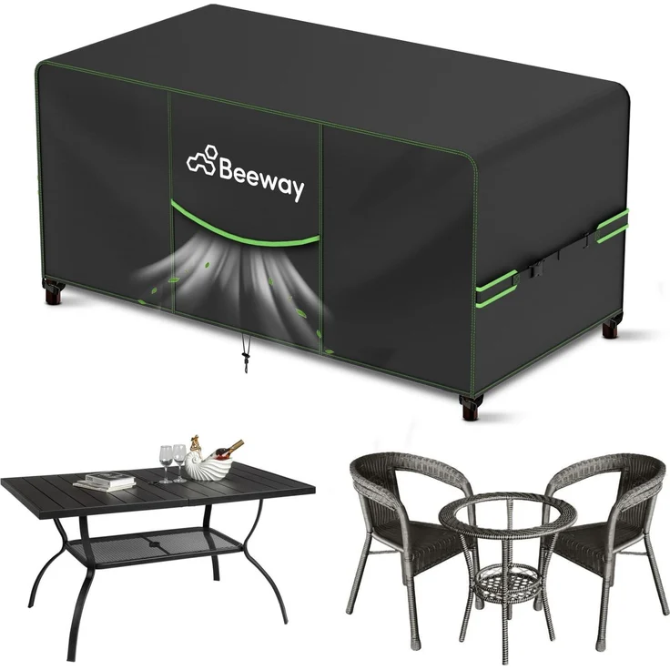 BEEWAY Gartenmöbel Abdeckung Wasserdicht V2.0 125 x 63 x 73 cm, Schutzhülle Abdeckplane für Gartentische Terrassenmöbel Möbelsets - 420D Oxford Gewebe, Anti-UV, Winterfest