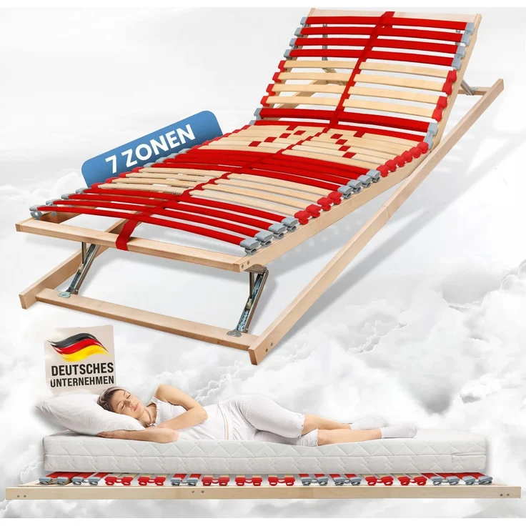 Coemo 2 Stk. Lattenrost RUBY KF 90×200 cm, 7-Zonen, 28 Leisten, Kopf- Fußteil verstellbar – Bild 2